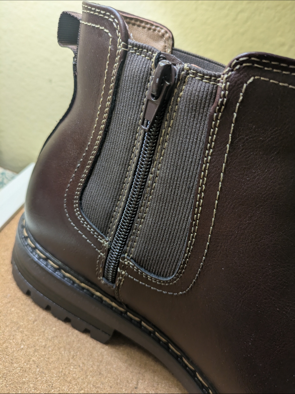 Men's Dark Brown Leather Chukka Zip Boots - Picture 7 of 11